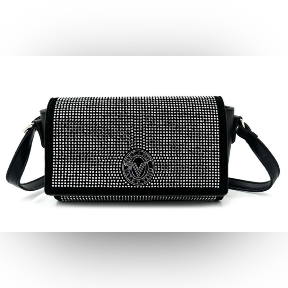 Valentino Orlandi Stud Elegant Black and Silver crossbody Bag